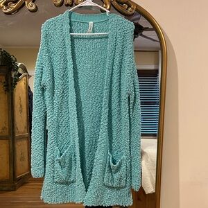 Zenana Outfitters Teal Open-Front Cardigan size small
